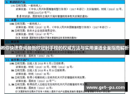 教你快速查阅最新欧冠射手榜的权威方法与实用渠道全面指南解析